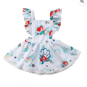 Charming Little Girl’s Mermaid-Themed Ruffle Sundress - Theme Park - 12 to 24M